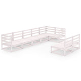 NNEVL 8 Piece Garden Lounge Set White Solid Pinewood