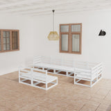 NNEVL 8 Piece Garden Lounge Set White Solid Pinewood
