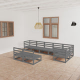 NNEVL 8 Piece Garden Lounge Set Grey Solid Pinewood