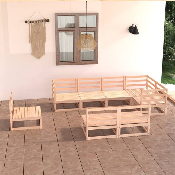 NNEVL 8 Piece Garden Lounge Set Solid Pinewood