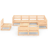 NNEVL 9 Piece Garden Lounge Set Solid Pinewood