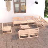 NNEVL 9 Piece Garden Lounge Set Solid Pinewood