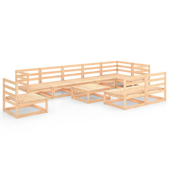NNEVL 10 Piece Garden Lounge Set Solid Pinewood