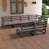 NNEVL 7 Piece Garden Lounge Set Grey Solid Pinewood
