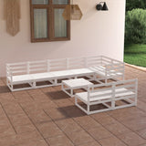 NNEVL 9 Piece Garden Lounge Set White Solid Pinewood