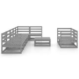 NNEVL 9 Piece Garden Lounge Set Grey Solid Pinewood