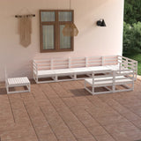NNEVL 9 Piece Garden Lounge Set White Solid Pinewood