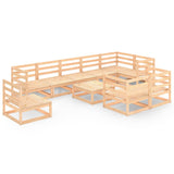 NNEVL 10 Piece Garden Lounge Set Solid Pinewood