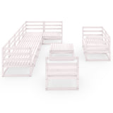 NNEVL 10 Piece Garden Lounge Set White Solid Pinewood