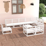 NNEVL 10 Piece Garden Lounge Set White Solid Pinewood