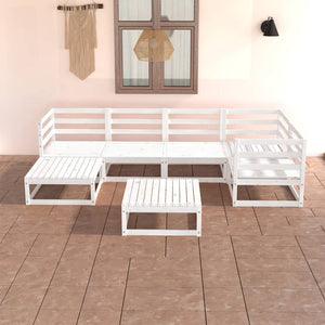 NNEVL 7 Piece Garden Lounge Set White Solid Pinewood