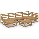 NNEVL 7 Piece Garden Lounge Set Honey Brown Solid Pinewood