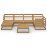 NNEVL 7 Piece Garden Lounge Set Honey Brown Solid Pinewood