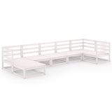 NNEVL 7 Piece Garden Lounge Set White Solid Pinewood