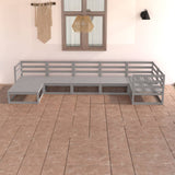 NNEVL 7 Piece Garden Lounge Set Grey Solid Pinewood