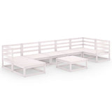 NNEVL 8 Piece Garden Lounge Set White Solid Pinewood