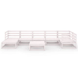 NNEVL 8 Piece Garden Lounge Set White Solid Pinewood