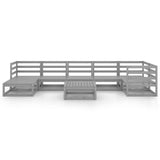 NNEVL 8 Piece Garden Lounge Set Grey Solid Pinewood