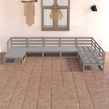 NNEVL 7 Piece Garden Lounge Set Grey Solid Pinewood