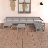NNEVL 8 Piece Garden Lounge Set Grey Solid Pinewood