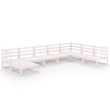 NNEVL 8 Piece Garden Lounge Set White Solid Pinewood