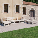 NNEVL 8 Piece Garden Lounge Set White Solid Pinewood