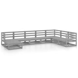 NNEVL 8 Piece Garden Lounge Set Grey Solid Pinewood
