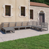 NNEVL 8 Piece Garden Lounge Set Grey Solid Pinewood