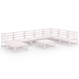 NNEVL 9 Piece Garden Lounge Set White Solid Pinewood