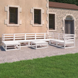 NNEVL 9 Piece Garden Lounge Set White Solid Pinewood