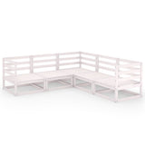 NNEVL 5 Piece Garden Lounge Set White Solid Pinewood