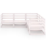 NNEVL 5 Piece Garden Lounge Set White Solid Pinewood