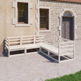 NNEVL 5 Piece Garden Lounge Set White Solid Pinewood