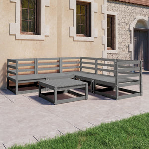 NNEVL 6 Piece Garden Lounge Set Grey Solid Pinewood