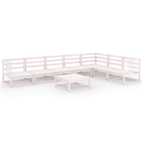 NNEVL 8 Piece Garden Lounge Set White Solid Pinewood