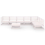 NNEVL 8 Piece Garden Lounge Set White Solid Pinewood