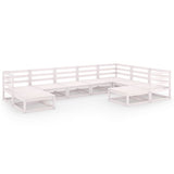 NNEVL 9 Piece Garden Lounge Set White Solid Pinewood