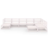 NNEVL 9 Piece Garden Lounge Set White Solid Pinewood