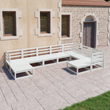 NNEVL 9 Piece Garden Lounge Set White Solid Pinewood
