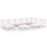 NNEVL 10 Piece Garden Lounge Set White Solid Pinewood