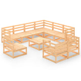 NNEVL 10 Piece Garden Lounge Set Solid Pinewood