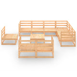 NNEVL 10 Piece Garden Lounge Set Solid Pinewood