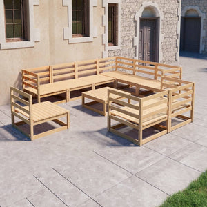 NNEVL 10 Piece Garden Lounge Set Solid Pinewood