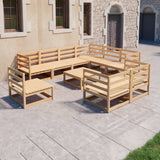 NNEVL 10 Piece Garden Lounge Set Solid Pinewood