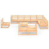 NNEVL vidaXL11 Piece Garden Lounge Set Solid Pinewood