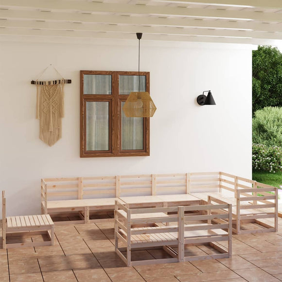 NNEVL vidaXL11 Piece Garden Lounge Set Solid Pinewood
