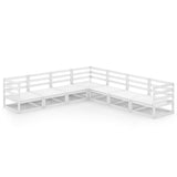 NNEVL 7 Piece Garden Lounge Set White Solid Pinewood