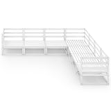 NNEVL 7 Piece Garden Lounge Set White Solid Pinewood