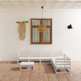 NNEVL 8 Piece Garden Lounge Set White Solid Pinewood