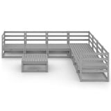 NNEVL 8 Piece Garden Lounge Set Grey Solid Pinewood